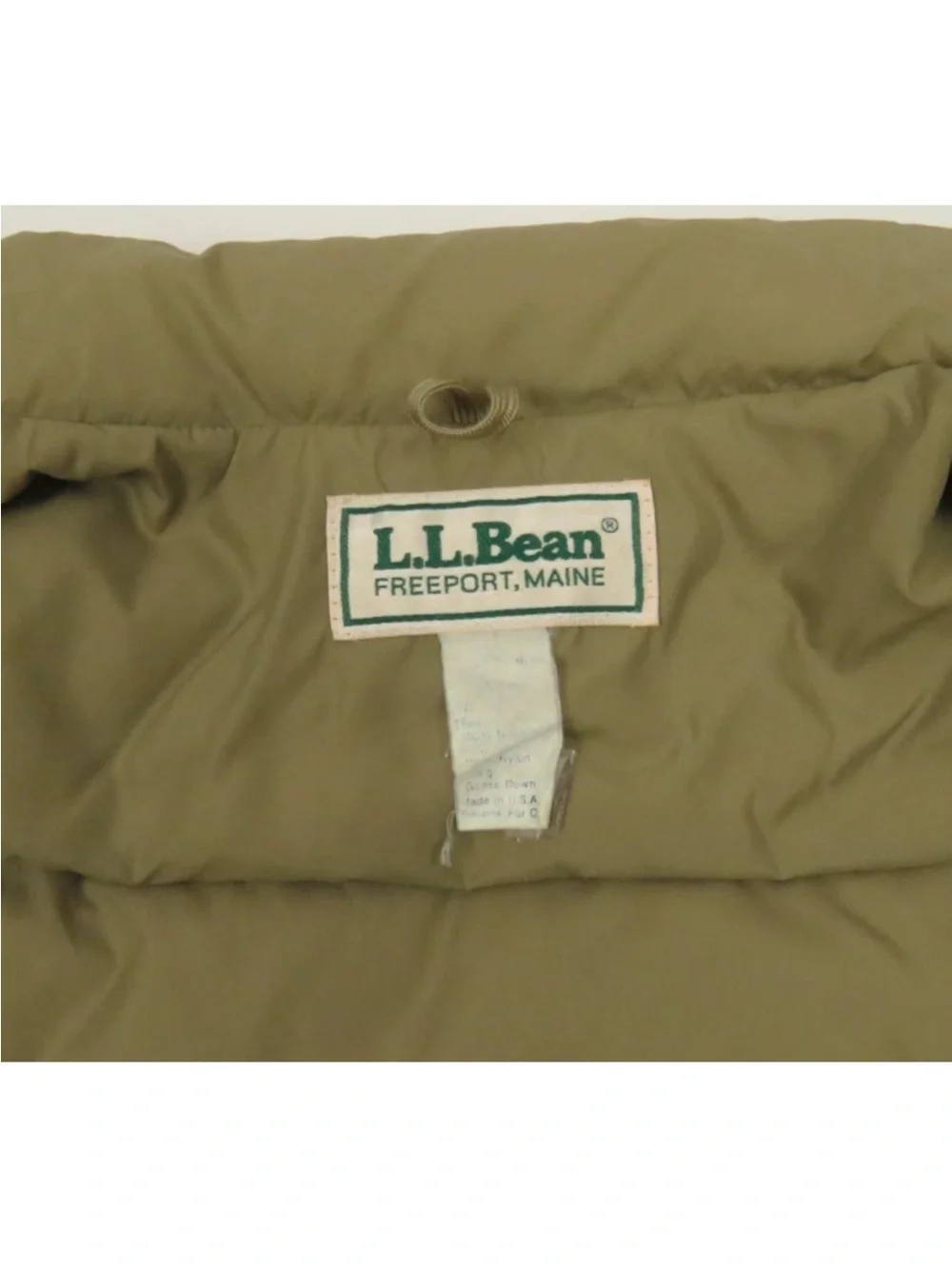 Vintage LL Bean Goose Down Tan Mens Full Zip Puffer Vest Coat Jacket Made In USA